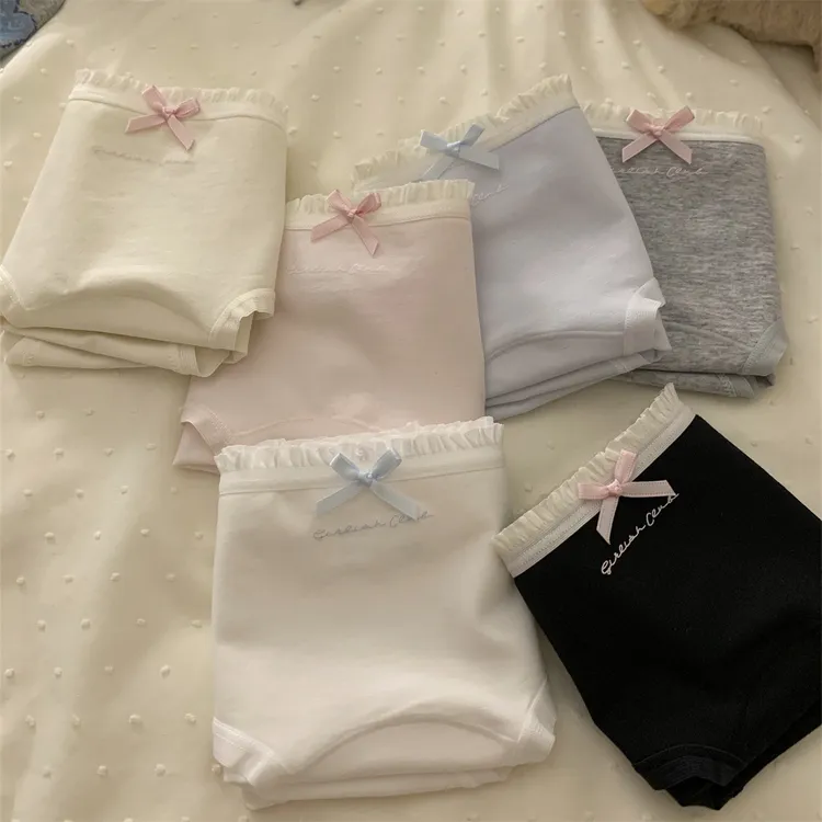 4条装~10A加长加宽抑菌裆少女内裤中腰透气全棉柔软女生三角裤