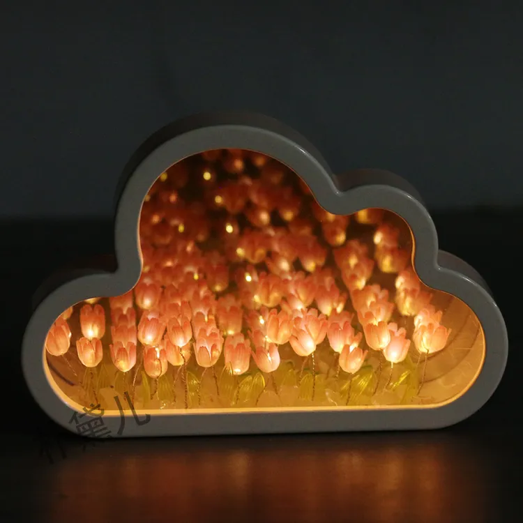 情人节礼物送女友214送女生云海氛郁金香小夜灯diy手工深渊镜花海