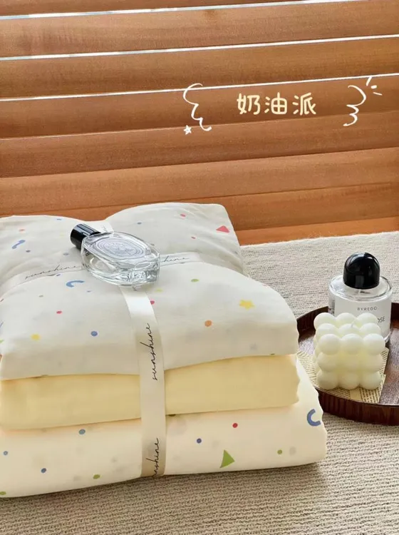 治愈系-全棉小清新印花双层纱A类柔软亲肤可水洗母婴四件套