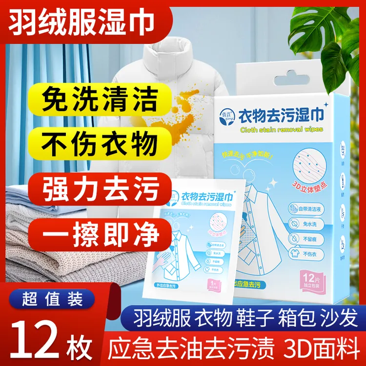 衣物去污湿巾应急去污渍小白鞋擦鞋免水洗清洁短袖羽绒服一依13