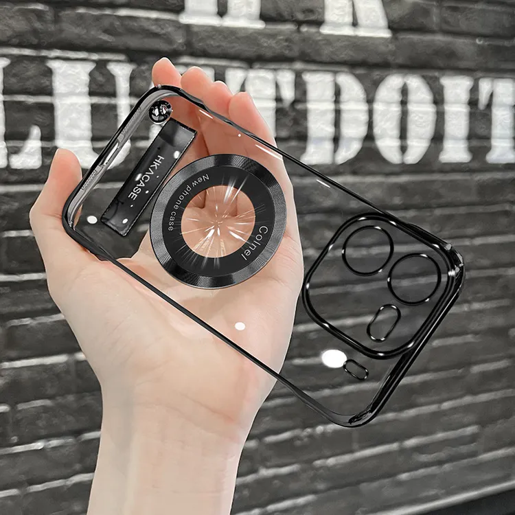 适用iqoo12pro高级感超薄电镀无边框磁吸贴电镀支架手机壳