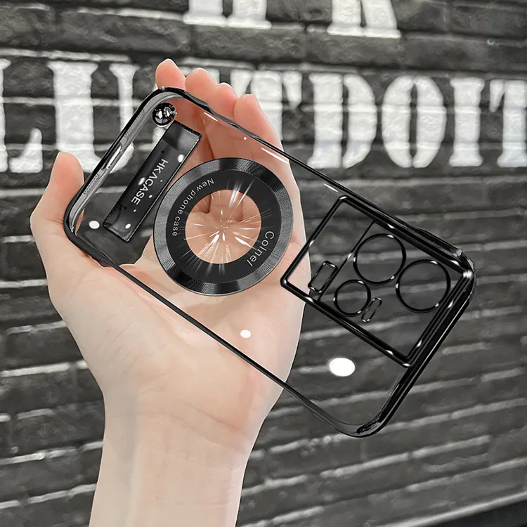 适用iqoo11pro高级感超薄电镀无边框磁吸贴电镀支架手机壳