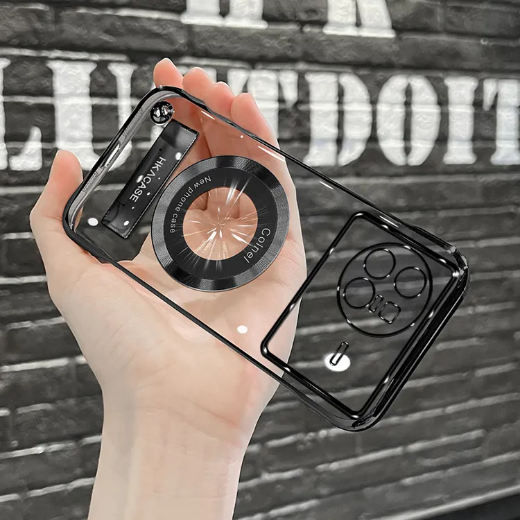 适用vivox80系列简约高级感超薄电镀无边框磁吸贴电镀支架手机壳