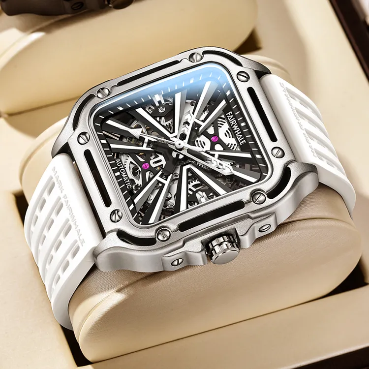 马克华菲手表男士全自动机械表时尚男表方形品质夜光防水镂空腕表