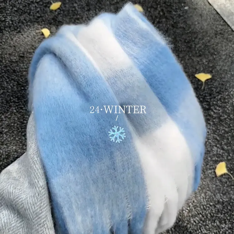 【蓝色围巾】冬日清冷高级感学院风围巾韩系百搭新款加厚保暖女冬