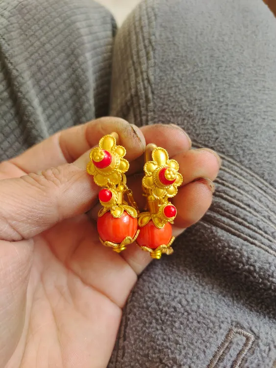 铜合金耳饰 铜合金耳环民族风小号包花