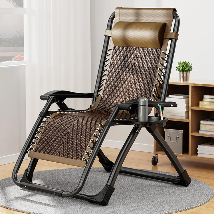 躺椅折叠午休阳台靠背午睡椅休闲家用便携靠椅老人沙滩办公室藤椅