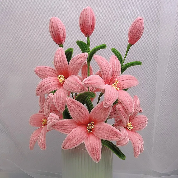 （不含花瓶）加密扭扭棒简单版百合花diy手工生日礼物母亲节送闺蜜