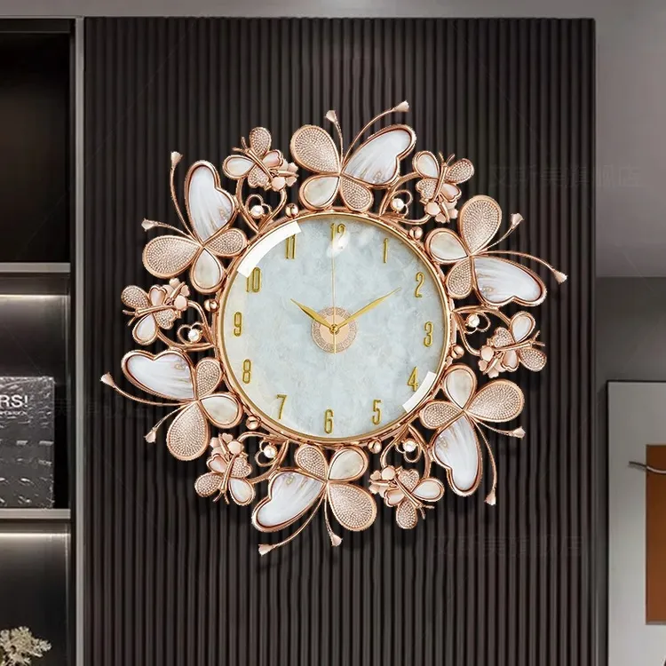轻奢大气挂钟客厅装饰钟表现代创意北欧家用时钟欧式贝壳玄关壁挂