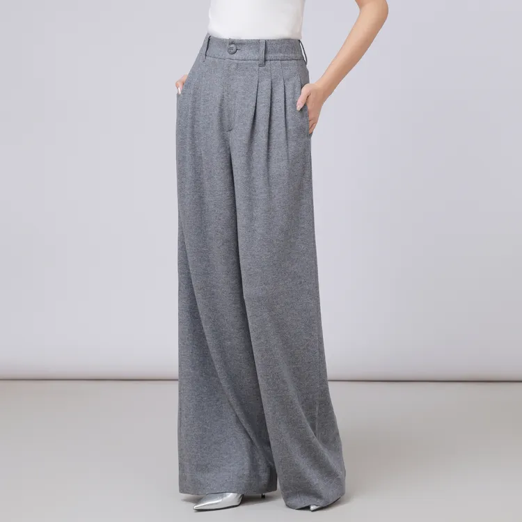 AMASS/阿玛施 新款纯色糯叽叽时尚百搭直筒显瘦休闲裤女5100661