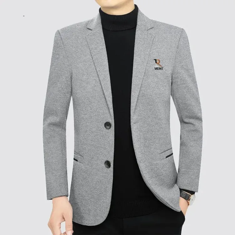 啄木鸟休闲春秋修身商务男装中青年西服韩版中老年男士商务西服