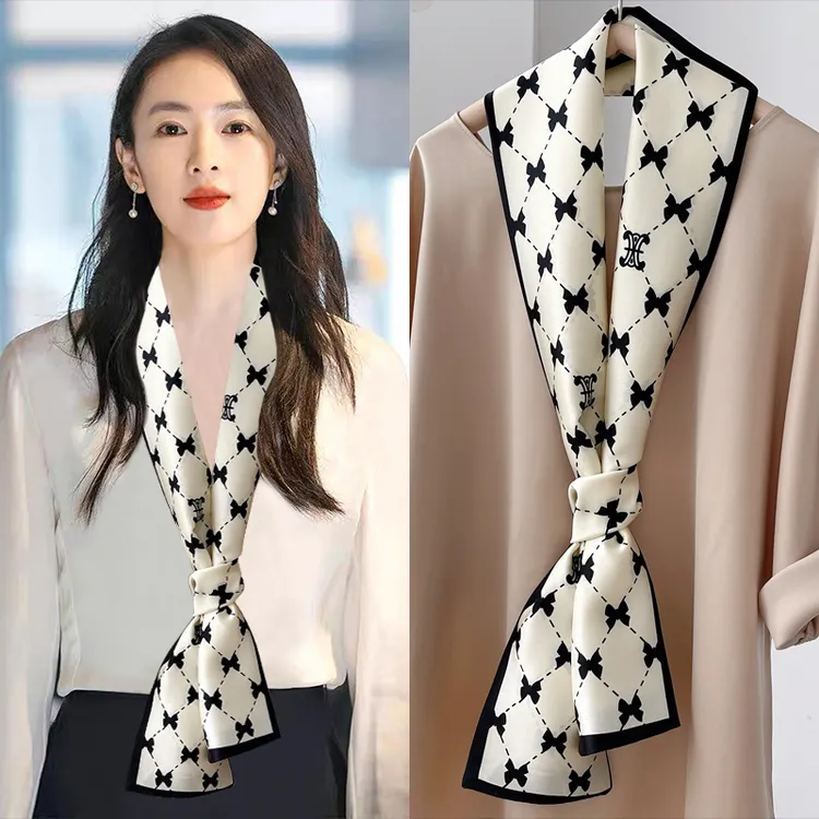 春夏秋季百搭时尚丝巾女薄款小长条绑包护颈领巾围巾韩版