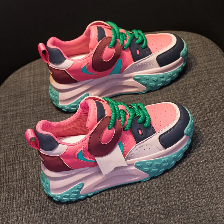 2024年春季网红爆款增高老爹鞋时尚百搭厚底休闲鞋女跑步运动鞋