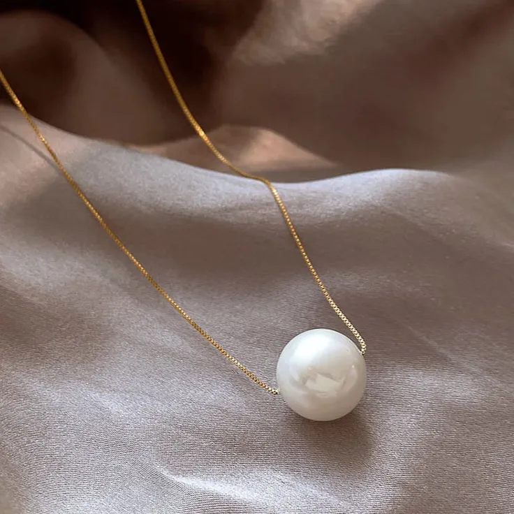 钛钢项链 单颗白珠项链爆款女高级设计感小众百搭轻奢饰品锁骨链