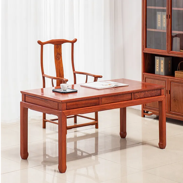 刺猬紫檀书桌中式全实木办公桌电脑桌红木学习桌花梨木家用写字台