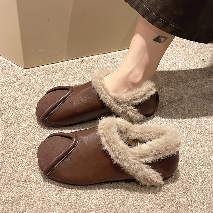【品牌】2025冬季新款毛毛鞋女豆豆鞋爆款懒人鞋外穿豆豆鞋防水8899