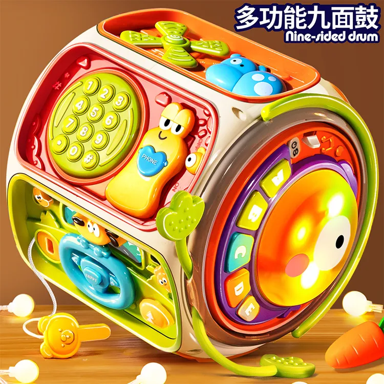 婴幼儿手拍鼓九面体儿童益智0-1岁6个月12宝宝早教拍拍鼓音乐玩具