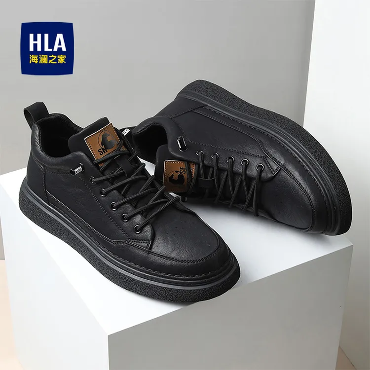 海澜之家男鞋2025新款冬季加绒鞋子百搭板鞋增高正品时尚休闲皮鞋