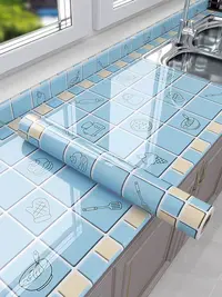 加厚厨房防油贴纸防水自粘耐高温灶台橱柜壁纸墙瓷砖桌柜铝箔贴纸