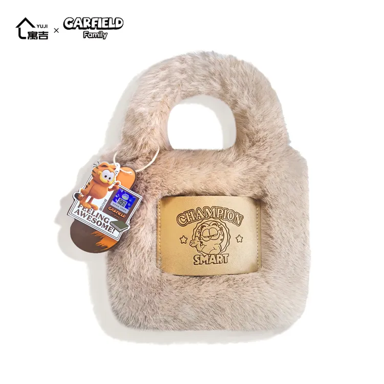 【寓吉】加菲猫秋冬新款毛毛包女包手拎包高级质感大容量毛绒水桶包