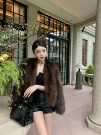 【XIEDONG】“万年中古”2024新款芬兰进口紫貂色整皮狐狸腹毛外套