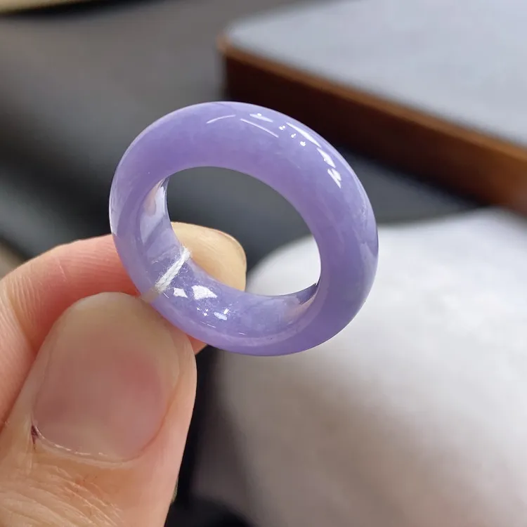 11-12号 天然缅甸A货 老坑冰胶满紫妖紫翡翠玉戒指 内径16.2mm