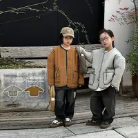 阿又男童纯色纽扣个性上衣儿童圆领开衫外套耐看83203D