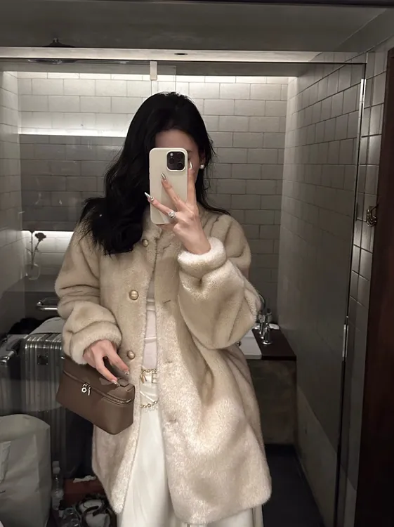 LXY FUR【复古千金】仿水貂环保毛毛加厚外套女款双色毛秋冬外套