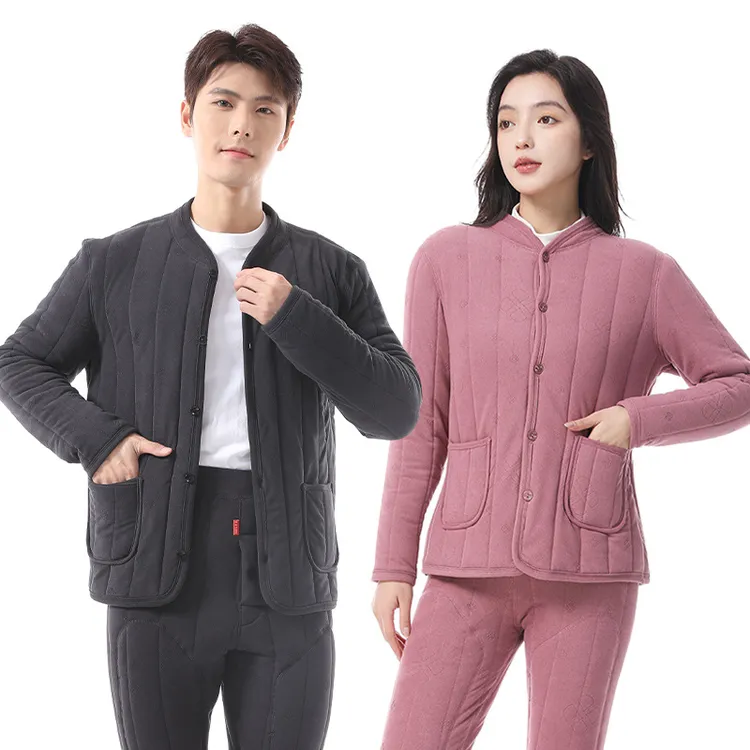 女款男款秋冬季无感加绒加厚羊毛中老年高腰棉裤棉袄