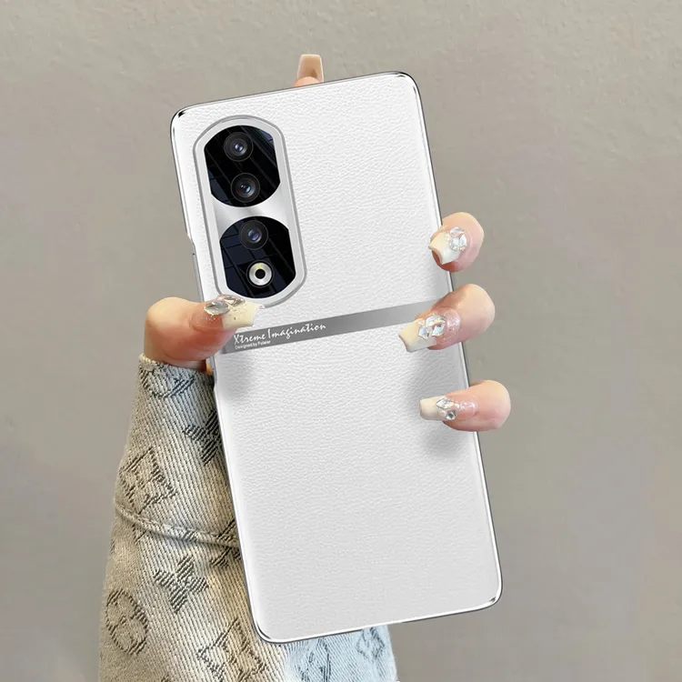 适用荣耀90手机壳新款90pro简约高级磨砂皮纹p曲屏全包防摔男女款