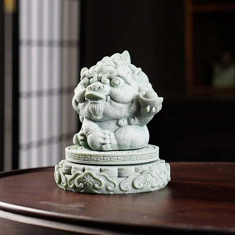 创意青砂石旋转霸王貔貅茶宠摆件精品可养茶玩茶桌茶台茶具装饰品