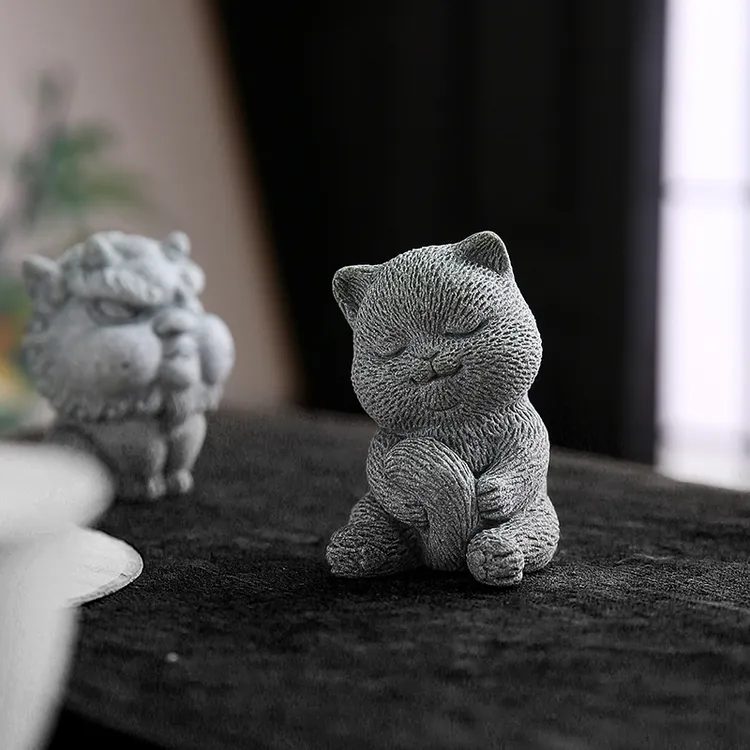 【包邮福利】新中式可爱悠闲小猫动物摆件创意家居茶室茶盘猫咪摆设