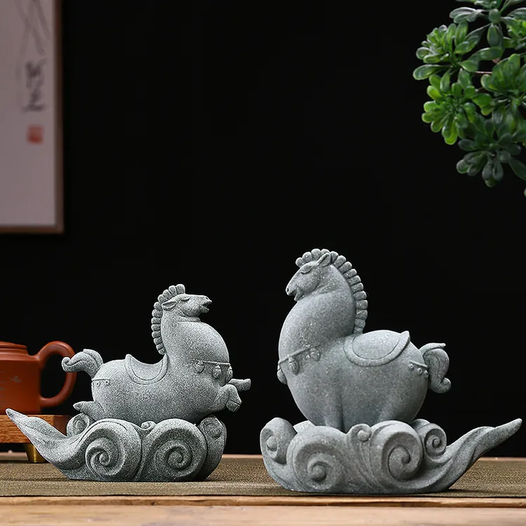 新中式马到成功精品马摆件茶桌居家办公室水族造景鱼缸装饰品摆设