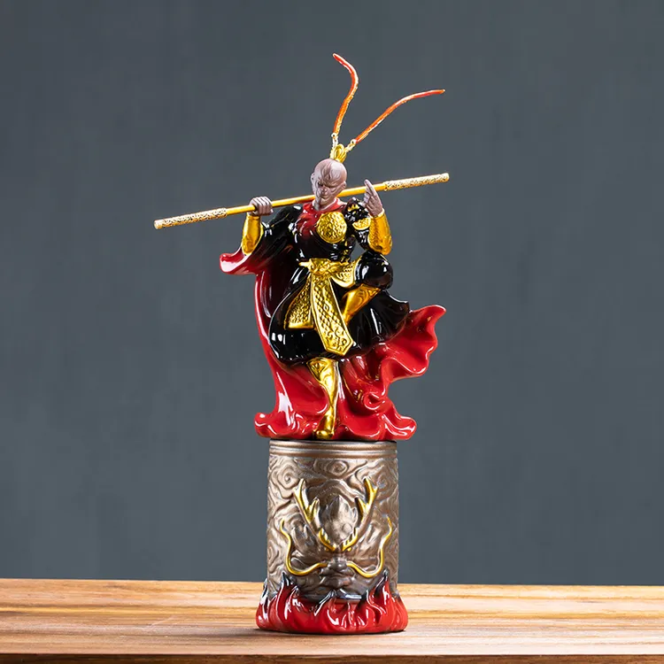 齐天大圣孙悟空摆件禅意家居玄关造景陶瓷客厅车载装饰品新中式  