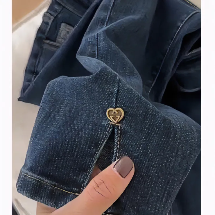 2025秋新款烟管裤女胖妹妹大码梨形身材裤子高腰直筒开叉牛仔裤