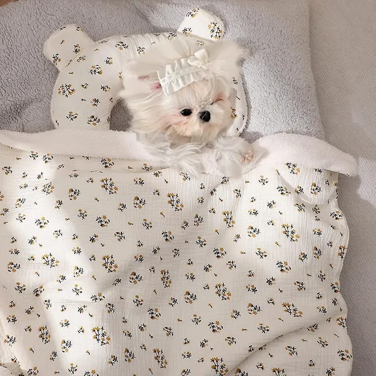 狗冬天睡觉被子比熊小狗幼犬保暖专用约克夏多色毛毯泰迪新款毯子