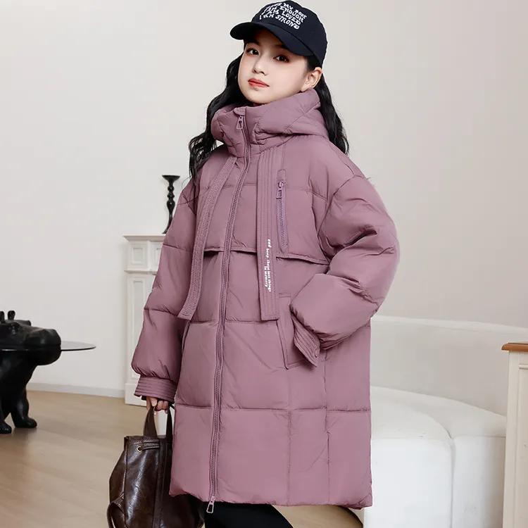儿童羽绒服女童中长款2024新款加厚中大童女孩洋气保暖冬装外套