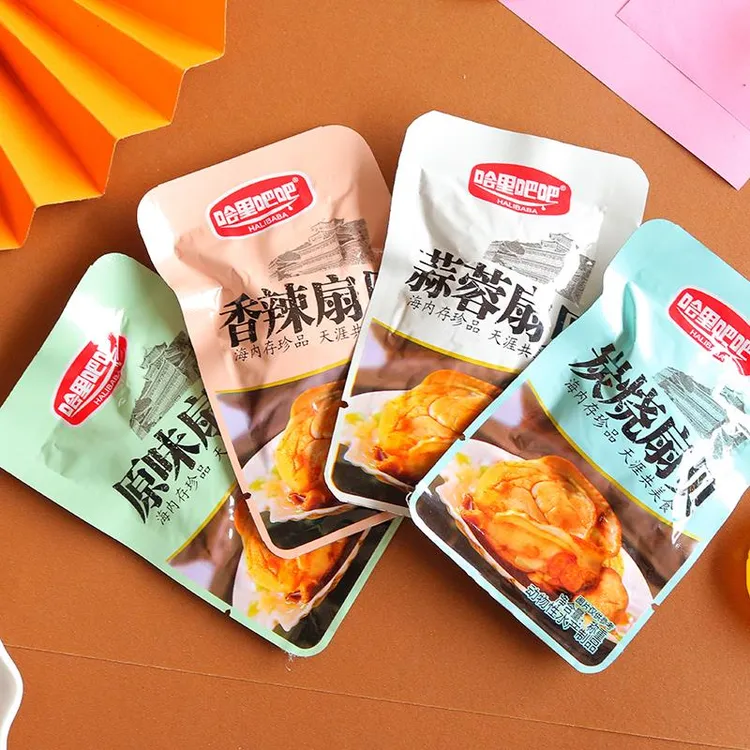 哈里吧吧扇贝肉开袋即食海味零食香辣蒜蓉海鲜鸡肉真空包装1g