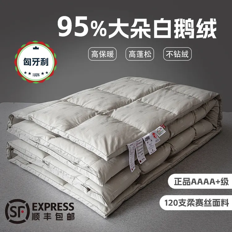 水星高端系列家纺出口羽绒被95白鹅绒冬被春秋被芯加厚保暖鹅绒被