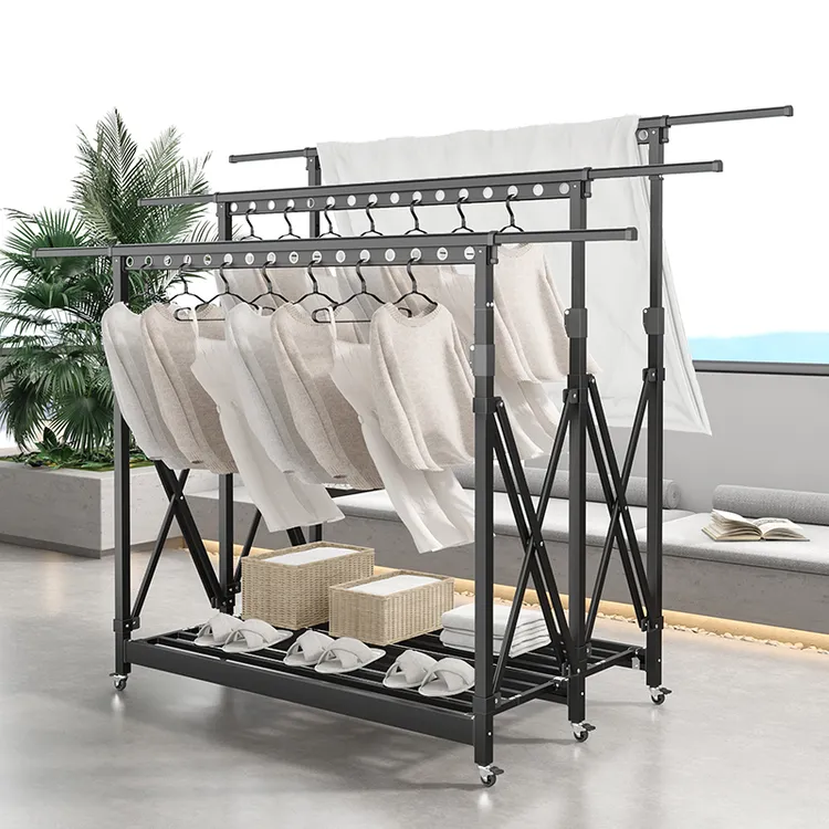 晾衣架折叠落地阳台家用凉衣架室内外户外移动伸缩晒被子衣架