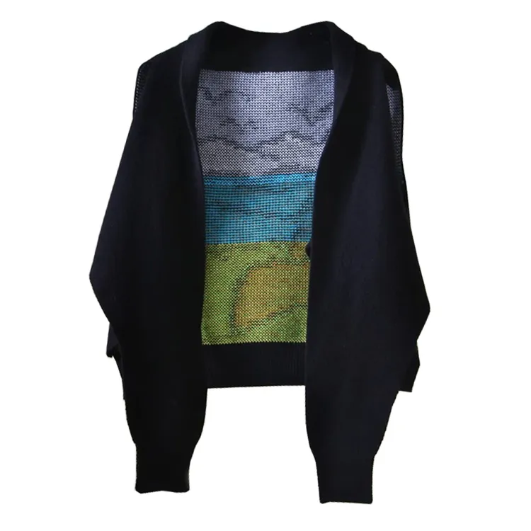 2025春秋外穿系带撞色卡通小披肩潮轻奢小众设计感背心针织马夹女