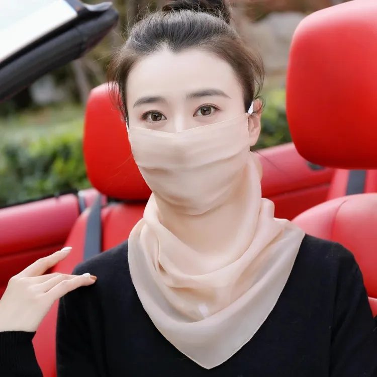 桑蚕丝口罩女夏季防晒遮脸面纱防紫外线真丝薄款透气护颈脖子面罩