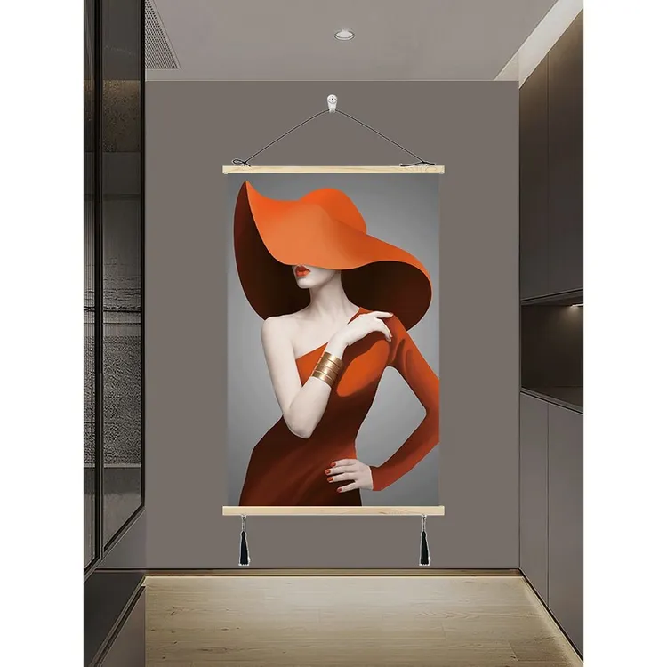 卧室床头美女人物装饰画主卧房间挂画轻奢客厅酒店宾馆背景墙挂布