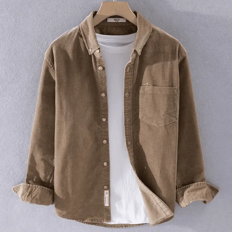 仓石一树潮牌工装休闲衬衫男士春秋百搭宽松复古长袖衬衣纯色外套