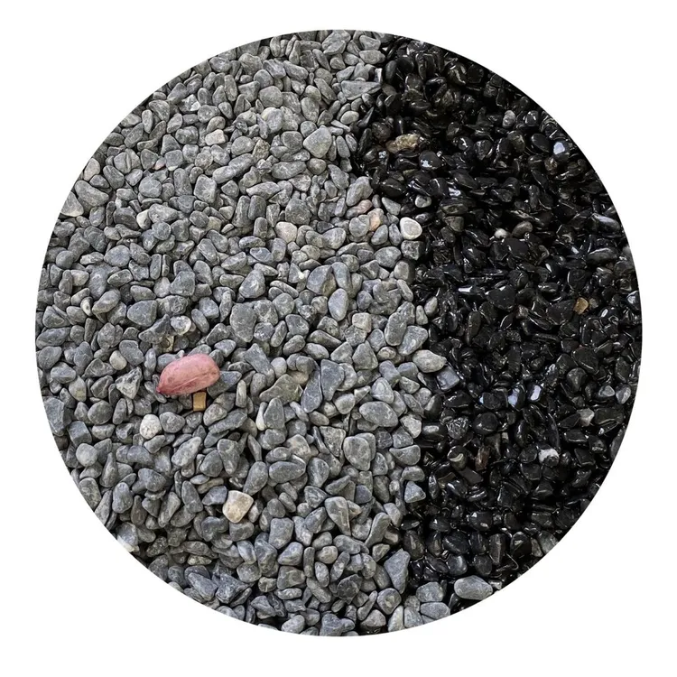 黑色磨圆砾石装饰园林铺路日式枯山水磨黑石米