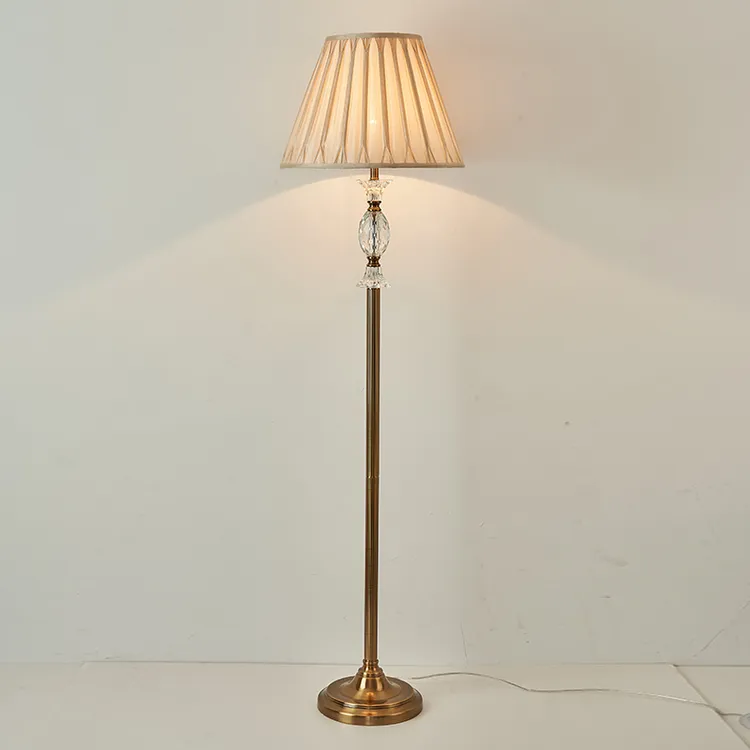 新品法式全铜水晶落地灯欧式客厅复古奢华水晶装饰灯卧室书房灯具