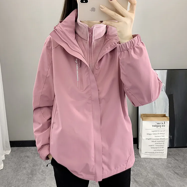 冲锋衣外套女三合一可拆卸秋冬加厚保暖防风防水滑雪登山服外套男