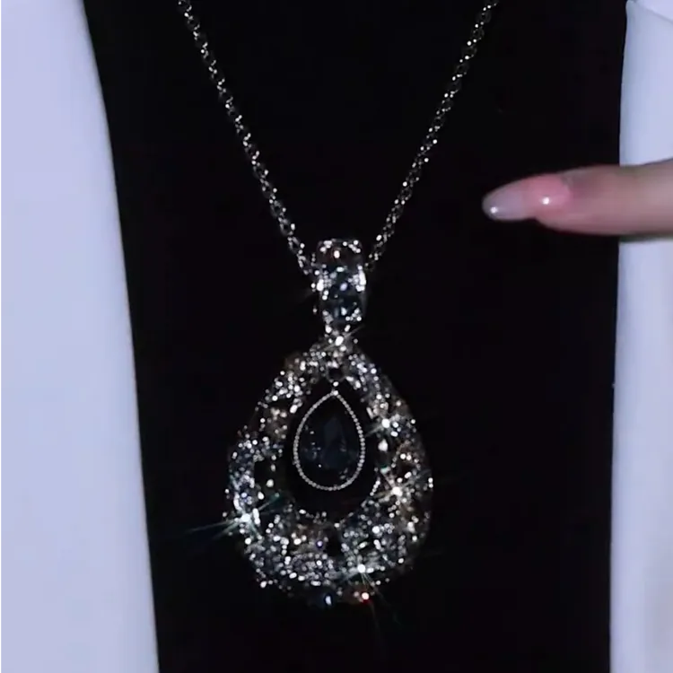 钛钢项链 余生有你水滴形毛衣链大气项链轻奢时尚百搭挂件配饰潮