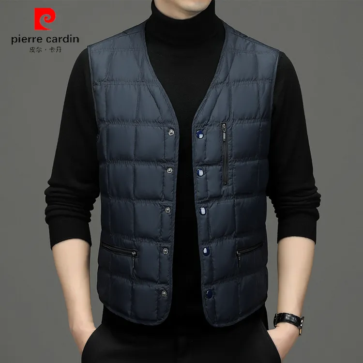 皮尔卡丹羽绒马甲男秋冬厚款无袖背心时尚百搭工装保暖中老年坎肩
