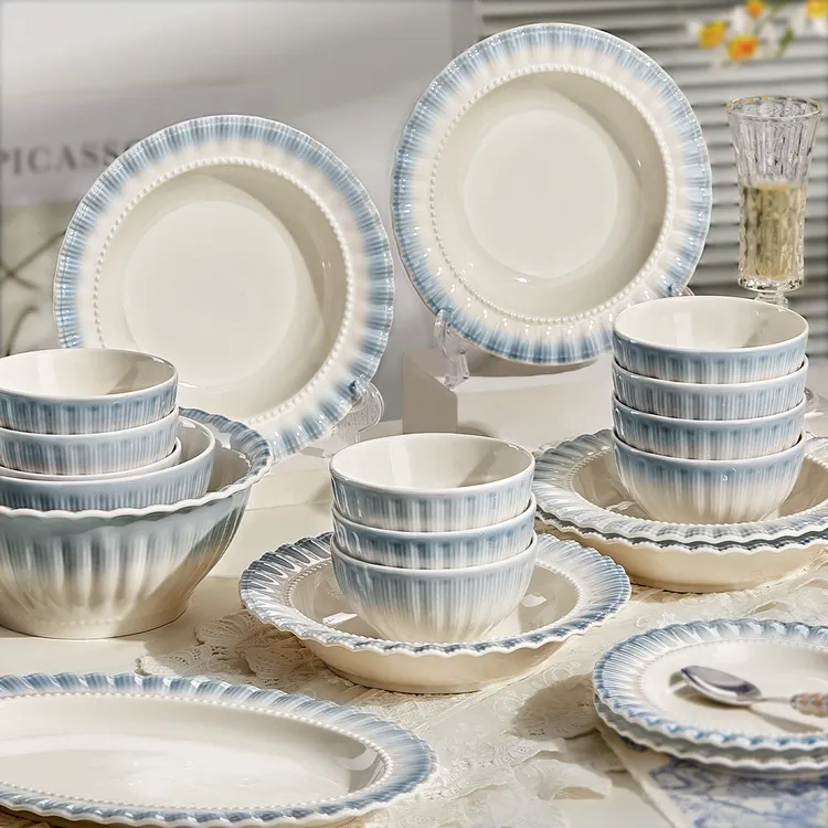 粉墨居舍罗兰78件碗碟套装乔迁之喜餐具新居陶瓷碗盘全套家庭用商品图